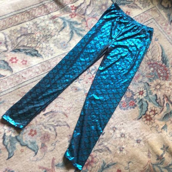 TWEEN MERMAID shiny metallic scale Leggings - Picture 2 of 15